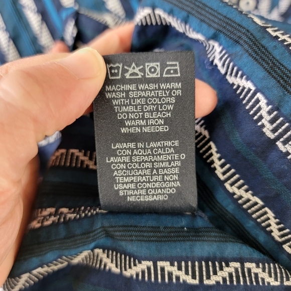 Robert Graham Flip Cuff Shirt Blue Striped Button Guitars Rock & Roll Mens Large - Picture 12 of 14